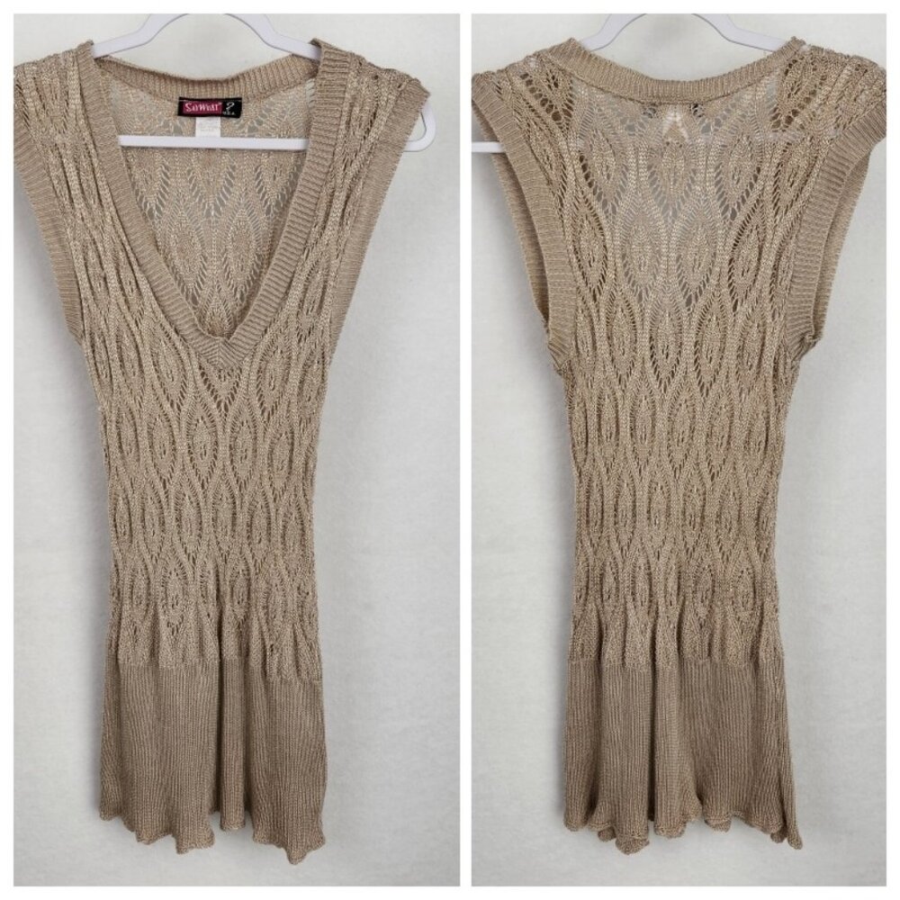 Say What? Womens tunic Size XL Cream / Beige